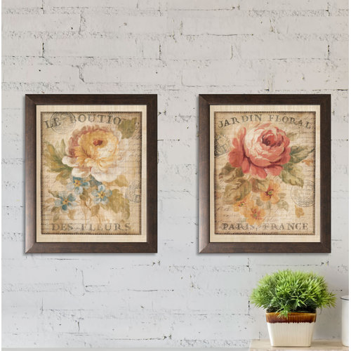 Ophelia & Co. Parisian Flowers I & II Framed On Paper 2 Pieces by